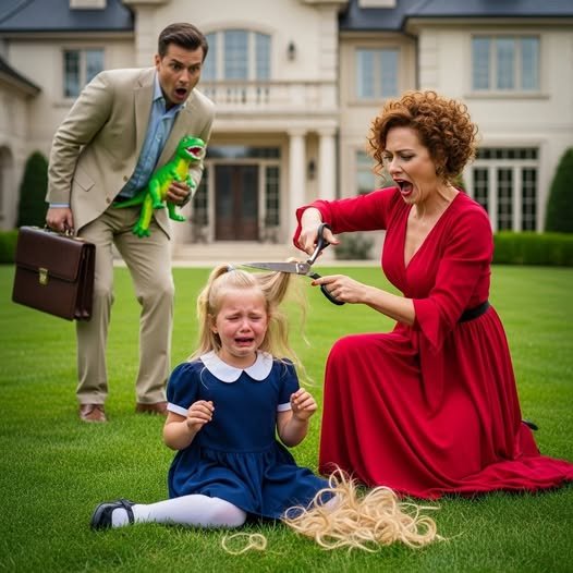 Malé dievčatko plakalo a prosilo: „Prosím, mami, nestrihaj mi vlasy!“ Až kým to neuvidel milionár a nezakričal…