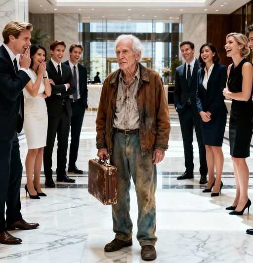 „Ľudia oblečení ako vy sem nepatria,“ povedala recepčná s istým úsmevom – ale keď muž v ošúchanom saku konečne prehovoril, celá vstupná hala stíchla, keď si všetci manažéri uvedomili, že cudzinec, ktorého vysmievali, bol jediný človek, ktorý mal v rukách budúcnosť spoločnosti.