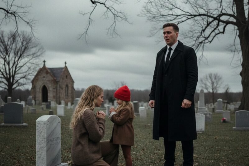 Pri návšteve hrobu svojej matky je miliardár šokovaný, keď nájde svoju bývalú ženu a dcéru kľačať v slzách — šokujúce päťročné tajomstvo konečne vyjde na povrch.